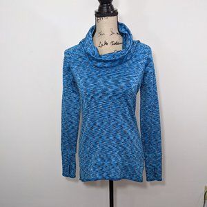 Athleta Tranquility Blue Space Dye Cowl Neck Top Sweatshirt 2XS